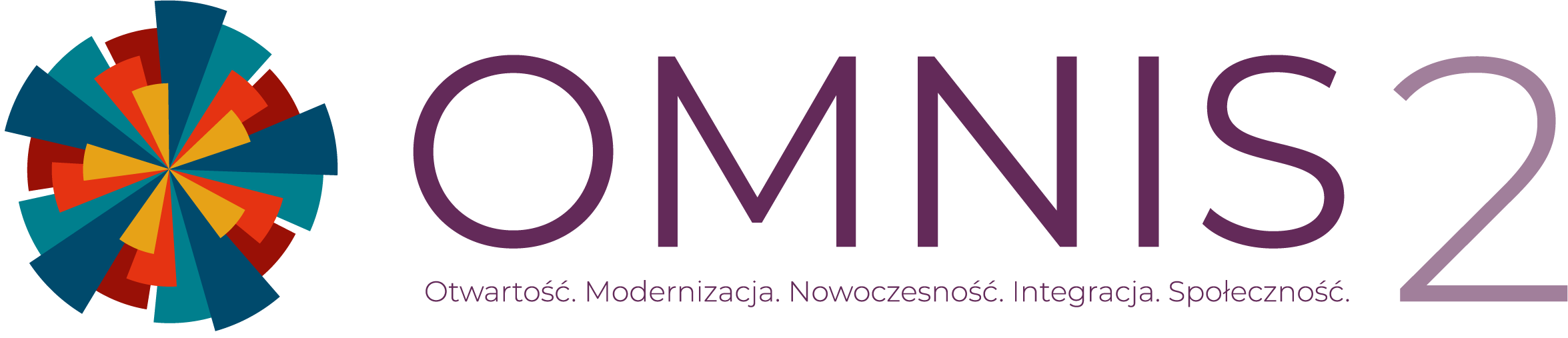 Logotyp projektu OMNIS2 Otwartość. Modernizacja. Nowoczesność. Integracja. Społeczność.